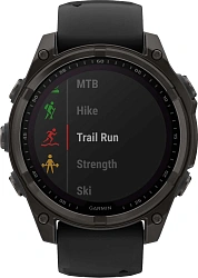 Смарт-часы Garmin Fenix 8 Solar Sapphire 47мм 1.3" корп.серый рем.черный (010-02906-11)