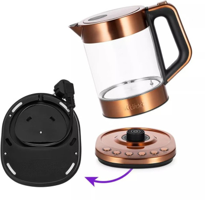 Чайник электрический Kitfort КТ-6657 1.5л. 2200Вт бронзовый/черный корпус: стекло/металл/пластик