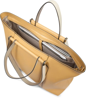 Деловая сумка женская Piquadro Circle BD3336W92/GBE с отделением для ноутбука шафрановый/бежевый натур.кожа