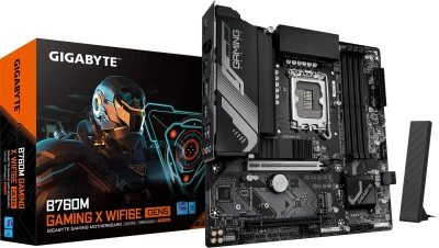 Материнская плата Gigabyte B760M G X WF6E GEN5 Soc-1700 Intel B760 4xDDR5 mATX AC`97 8ch(7.1) 2.5Gg RAID+HDMI+DP