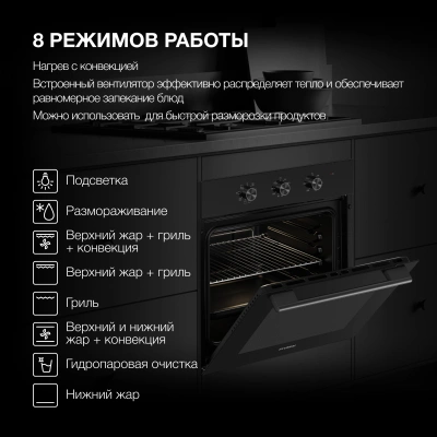 Духовой шкаф Электрический Hyundai HEO 6635 BG черный