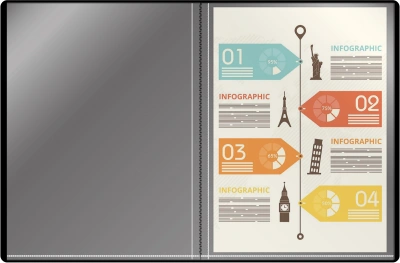 Папка с 10 прозр.вклад. Silwerhof Eco A4 пластик 0.5мм черный