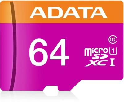 Флеш карта microSDXC 64GB A-Data AUSDX64GUICL10-RA1 + adapter