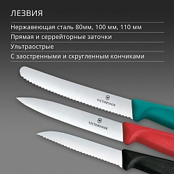 Набор ножей Victorinox Swiss Classic 6.7116.34C1 для овощей компл.:3предм. ассорти европодвес