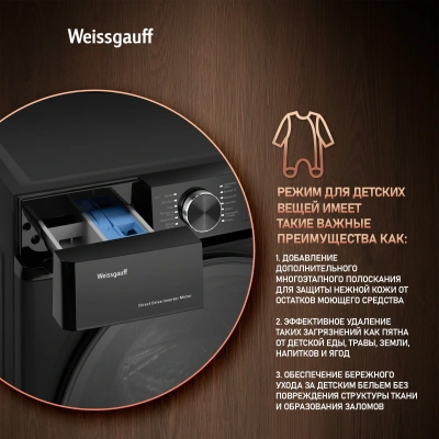 Стиральная машина Weissgauff WM 59411 Direct Drive Inverter Steam Matt Black класс: A+++ загр.фронтальная макс.:11кг черный