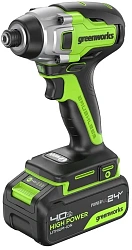 Винтоверт Greenworks GD24ID3 аккум. патрон:шестигр.1/4" (3802807CUB)