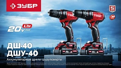 Дрель-шуруповерт Зубр ДШ-40-22 40Вт аккум. патрон:быстрозажимной