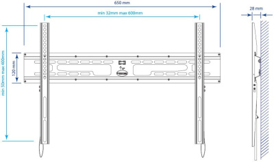 Кронштейн для телевизора Kromax FLAT-1 черный 32"-90" макс.65кг настенный фиксированный