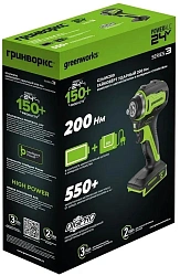 Гайковерт Greenworks G24IW200 аккум. патрон:квад.3/8" (3803607CUA)