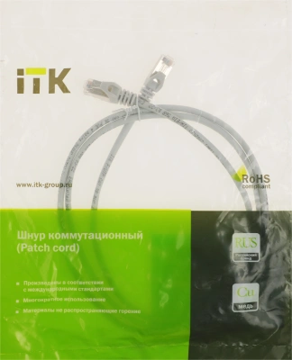 Патч-корд ITK PC01-C5EF-1M5 FTP RJ-45 вил.-вилка RJ-45 кат.5E 1.5м серый ПВХ (уп.:1шт)