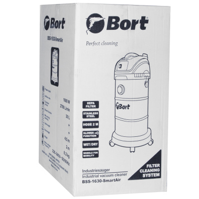 Строительный пылесос Bort BSS-1630-SmartAir 1600Вт (уборка: сухая/влажная) синий