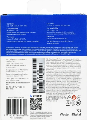 Накопитель SSD WD S SATA-III 2TB WDS200T3B0A Blue SA510 2.5"