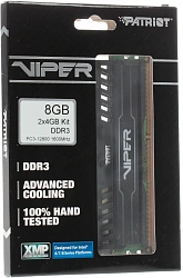 Память DDR3 2x4GB 1600MHz Patriot PV38G160C9K Viper 3 RTL PC3-12800 CL9 DIMM 240-pin 1.5В с радиатором Ret