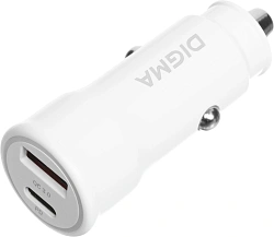Автомобильное зар./устр. Digma DGC2С 20W 3A (PD+QC) USB-C/USB-A белый (DGC2C0HX12WH)