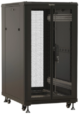 Шкаф коммутационный Hyperline (TTBR-1868-DD-RAL9004) напольный 18U 600x800мм пер.дв.перфор.2ств. задн.дв.перфор.2-хст. 800кг черный 710мм 988мм IP20 сталь