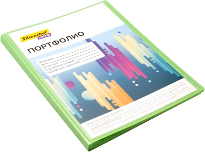 Папка-портфолио с 40 прозр.вклад. Silwerhof Create A4 пластик 0.7мм карм.на лиц.стор. зеленый