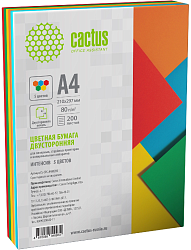 Бумага Cactus CS-CPC-A480200 A4/80г/м2/200л./радуга интенсив (5цветов)