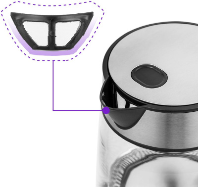 Чайник электрический Kitfort КТ-6105 1.7л. 2200Вт нержавеющая сталь/черный корпус: стекло/металл/пластик