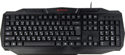 Клавиатура Defender Ultra HB-330L черный USB LED (подставка для запястий)