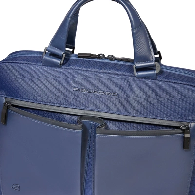 Деловая сумка Piquadro Orion CA6623S136/BLU с отделением для ноутбука синий ткань/натур.кожа