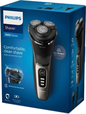 Бритва роторная Philips S3242/12 питан.:аккум. черный/серебристый