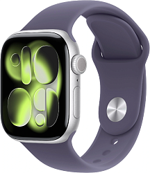 Смарт-часы Apple Watch Series 11 A3331 42мм OLED корп.серебристый Sport Band рем.фиолетовый разм.брасл.:M/L (MEU74X/A)