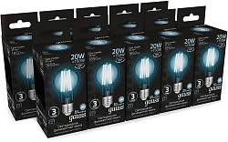 Лампа светодиодная Gauss Filament 102902220 20Вт цок.:E27 груша 220B св.свеч.бел.нейт. (упак.:10шт)