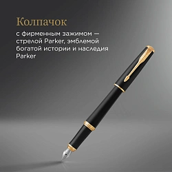 Ручка перьев. Parker Urban Core F309 (1931593) Muted Black GT F сталь нержавеющая подар.кор.