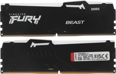 Память DDR5 2x8GB 5600MHz Kingston KF556C36BBEAK2-16 Fury Beast Black RGB RTL Gaming PC5-44800 CL36 DIMM 288-pin 1.25В kit single rank с радиатором Ret