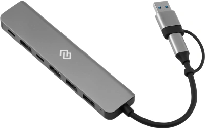 Разветвитель USB-C + USB-A Digma DHUB-7USB-AC 7порт. серебристый