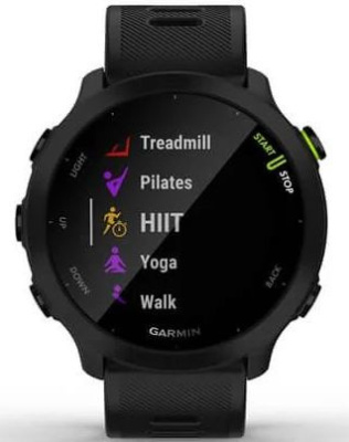 Смарт-часы Garmin Forerunner 55 42мм 1.04" LCD корп.черный рем.черный разм.брасл.:127-220мм (010-02562-10)