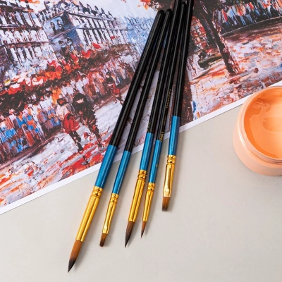 Набор кистей Deli EC406 синтетика (наб.5шт) синт.кругл.№1,3,5/синт.плос.№5,8