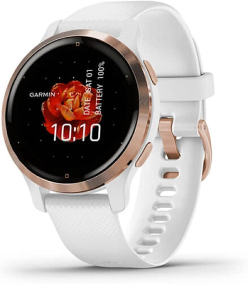 Смарт-часы Garmin Venu 2S AMOLED корп.розовое золото рем.белый разм.брасл.:110-175мм (010-02429-13)