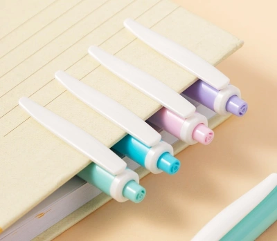 Ручка шариков. автоматическая Deli EveryU EQ44-BL ассорти/белый d=0.7мм син. черн. 1стерж. пулевидный пиш. наконечник кругл. резин. манжета белый