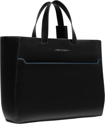 Деловая сумка женская Piquadro Blue Square BD6680B2/N с отделением для ноутбука черный натур.кожа