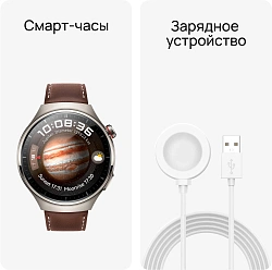 Смарт-часы Huawei Watch 4 Pro Medes-L19L 1.5" AMOLED корп.серебристый рем.темно-коричневый разм.брасл.:140-210мм (55020APB)