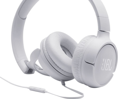 Гарнитура накладные JBL Tune 500 1.187м белый проводные оголовье (JBLT500WHT)