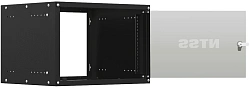 Шкаф коммутационный NTSS Lime (NTSS-WL6U5545GS-BL) настенный 6U 550x450мм пер.дв.стекл несъемн.бок.пан. 30кг черный 370мм 9.6кг 110град. 370мм IP20 сталь