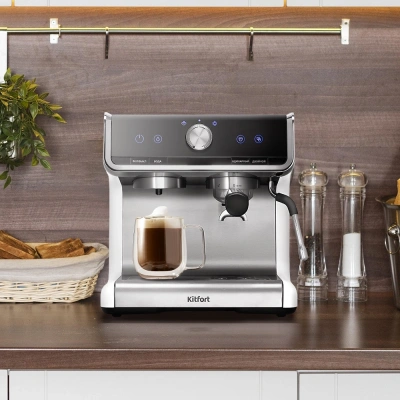 Кофеварка рожковая Kitfort КТ-7170 2900Вт серебристый/черный