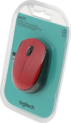 Мышь Logitech M171 красный/черный оптическая 1000dpi беспров. USB для ноутбука 2but (910-004641)