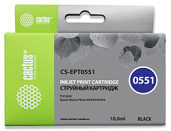 Картридж струйный Cactus CS-EPT0551 T0551 черный (10мл) для Epson Stylus RX520/Stylus Photo R240 с чипом