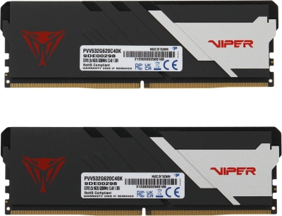 Память DDR5 2x16Gb 6200MHz Patriot PVV532G620C40K Viper Venom RTL Gaming PC5-49600 CL40 DIMM 288-pin 1.35В kit с радиатором Ret