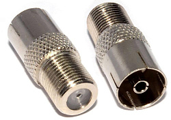 Адаптер антенный Premier 4-624/2 Coax (f)/F-TV(f) серебристый (уп.:2шт)