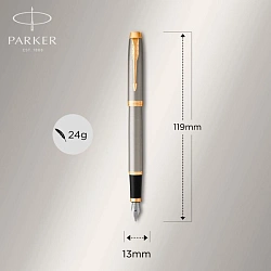 Ручка перьев. Parker IM Core F321 (1931649) Brushed Metal GT F сталь нержавеющая подар.кор.