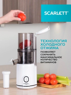 Соковыжималка шнековая Scarlett SC-JE50S63 400Вт рез.сок.:600мл. белый