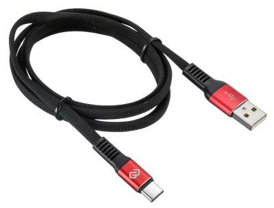 Кабель Digma TYPE-C-1.2M-FLAT-BLK USB (m)-USB Type-C (m) 1.2м черный/красный плоский