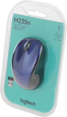 Мышь Logitech M235n синий/черный оптическая 1000dpi беспров. USB для ноутбука 2but (910-007131)