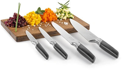 Нож кухонный Rondell Brando RD-1435 стальной разделочный лезв.200мм прямая заточка черный блистер