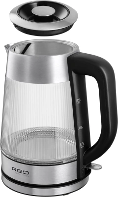 Чайник электрический Red Solution G121 1.8л. 2200Вт черный/серебристый корпус: стекло/металл/пластик