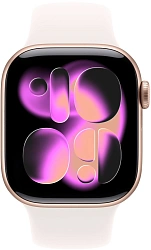 Смарт-часы Apple Watch Series 11 A3331 42мм OLED корп.розовое золото Sport Band рем.белый разм.брасл.:150-200мм (MEU44LW/A)